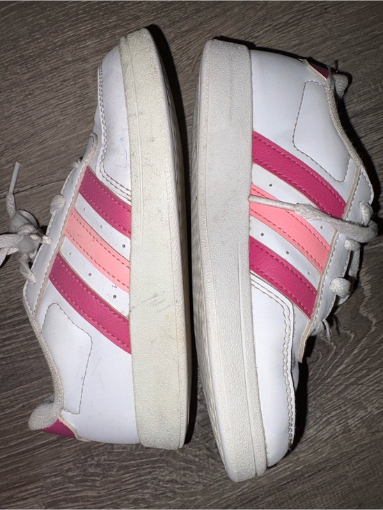 adidas Other - adidas Kids White Sneakers with Pink and Light Pink Stripes